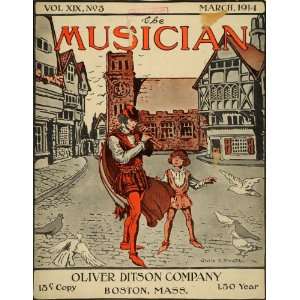  1914 Cover Musician Minstrel Street Flute J. C. Pratt 