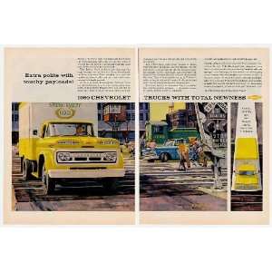  1960 Chevy Trucks Spring Valley Eggs Truck 2 Page Print Ad 