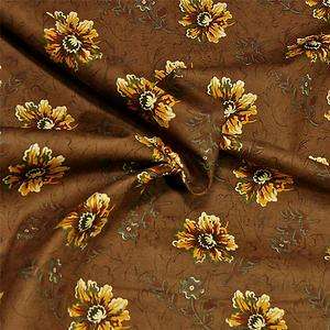   Cotton Fabric Brown & Gold Floral, Vintage Look, Per Fat Quarter