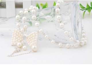 2012 new style charming attractive crystals bow faux pearls woman long 