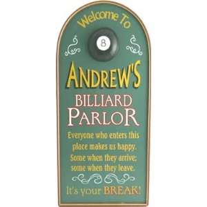    Personalized Billiard Parlor Wooden Sign 3378ds