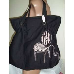  Victorias Secret Canvas Tote Handbag Vanity Chair   Black 
