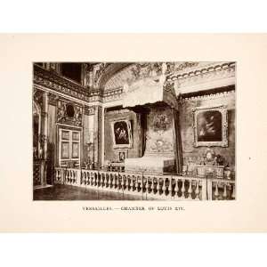 1907 Print Chamber King Louis XIV Versailles France Architecture 