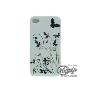 Butterfly Style Hard Case Cover für iPhone 4(S)   Weiß