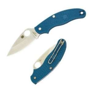 Spyderco UK Pen Knife Blue FRN Handle Leaf Blade Plain Edge With Wire 