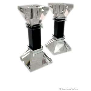   Pair 24% Lead Crystal Candlestick Candle Holders: Home & Kitchen