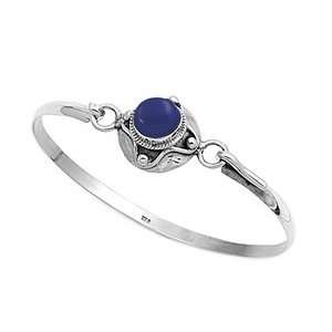  Sterling Silver Bangle Bracelet with Lapis Stone Jewelry