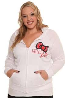   Plus Size Doe   Hello Kitty Oversize Red Bow Zip Hoodie Clothing