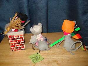 Annalee Mobilitee Mouse Mice Dolls Chimney Sweep 1965 Needlepoint 