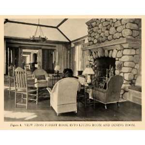  1919 Print Living Dining Room Furniture Fireplace Rock 