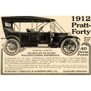   Ad 1912 Pratt Forty Elkhart Carriage Harness Bosch   Original Print Ad