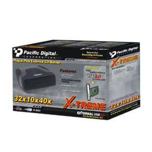  Pacific Digital External USB 2.0/1.1 32x10x40 CDRW Drive 