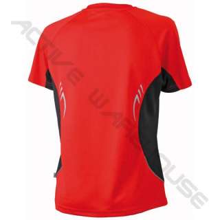 Ladies Running Nordic Walking T Shirt atmungsaktiv S   2XL rot/schwarz 