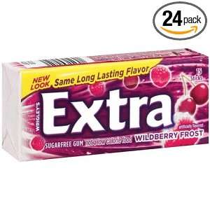 Extra Wildberry Frost Sugarfree Gum, 15 Stick Plen T Paks (Pack of 24)