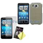 Clear Hard Case Cover w/ Khaki Fabric Inlay + Film for HTC Inspire 4G