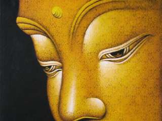 Malerei Kunst Asiatika Buddha Spitze Stoff Gold Art (Unikat) Bali 