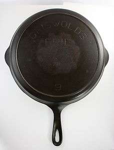   ERIE No 9 Skillet Heat Ring Flat Griswold PA 710 Cast Iron Pan  