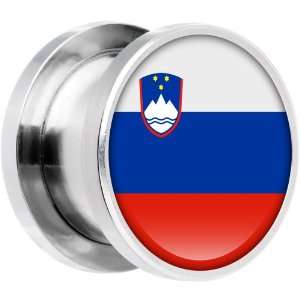  13mm Stainless Steel Slovenia Flag Saddle Plug Jewelry