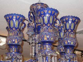 Palatial Bohemian Islamic Blue Cased Glass Chandelier  