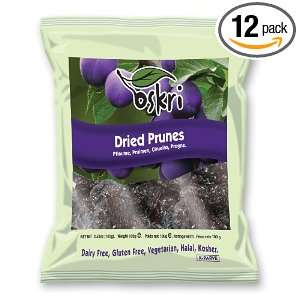Oskri Prunes, Dried, 3.53 Ounce Bags (Pack of 12)  Grocery 