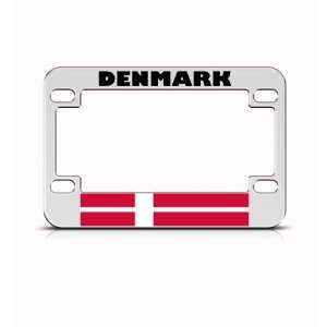 Denmark Flag Metal Motorcycle Bike License Plate Frame Tag Holder