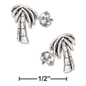  STERLING SILVER MINI PALM TREE EARRINGS ON POSTS: Jewelry