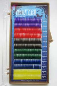 Eyelash Extension Crown Mink Rainbow Color Lash C Curl 20mm Many Size 