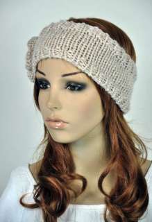   Crochet Cute Flower & Leaf Winter Headband Head Wrap Cap Beige  