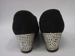 FRENCH ROOM Black Jeweled Shoes High Heels Size7.5  