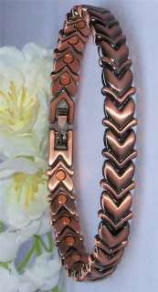   COPPER HIGH POWER GOLF THERAPY PAIN RELIEF HEARTS MAGNETIC BRACELET