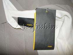 1710 New FENDI Dove Gray White Silk Crepe Block Style Shirt Dress 42 