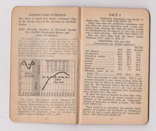 1932 PROHIBITION FACTS anti alcohol propaganda book  