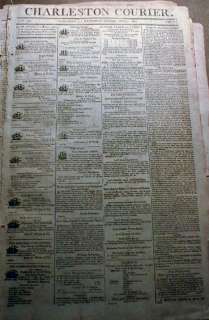 1806 Charleston SOUTH CAROLINA newspaper SLAVE SHIP ADS  