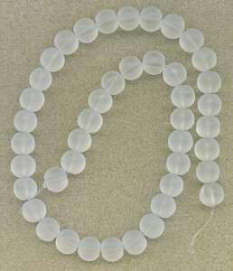 White Frosted Beach Sea Glass 8mm Round Beads  