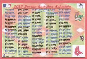 BOSTON RED SOX 2012 MLB BASEBALL SCHEDULE FRIDGE MAGNET  
