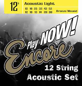 Encore 12 String Guitar Strings Light   Bronze Wound 12s   New Set 
