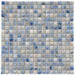   12 in. x 12 in. Neptune Blue Porcelain Mesh Mounted Mosaic Tile