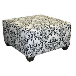   CollectionTraditions Damask Square Cocktail Ottoman   Black and White