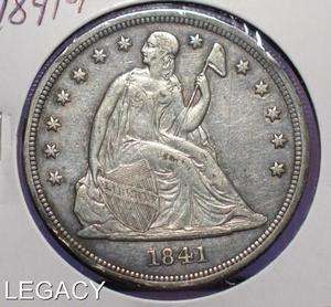 1841 SILVER SEATED LIBERTY DOLLAR SCARCE DATE (PSS+  