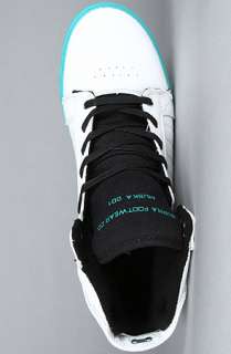 SUPRA The Skytop Sneaker in White Tumbled Action Leather Teal 
