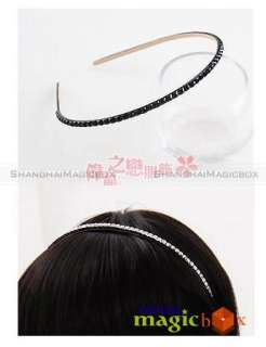 Women Rivet Narrow Hair Headband Silver/Black #004  