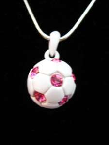 NEW SOCCER BALL NECKLACE WOMENS SPORTS PINK JEWELRY  