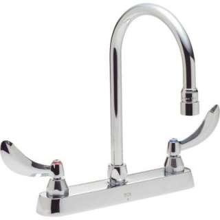 Delta Commercial 2 Handle Kitchen Faucet in Chrome With Lever Blade 