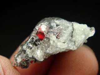 Gemmy Red Cute CINNABAR&Quartz Crystal On Rock  