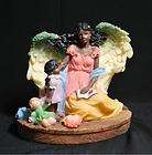Ceramic Art Black African American Figurine Angel with Child #2