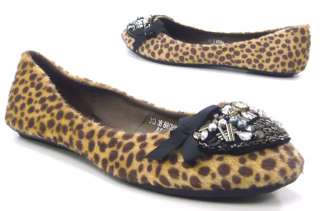 Damen Schuhe Ballerinas Strass leopardenmuster  