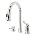   Handle Pull Down Sprayer Kitchen Faucet in Chrome with Soap Dispenser
