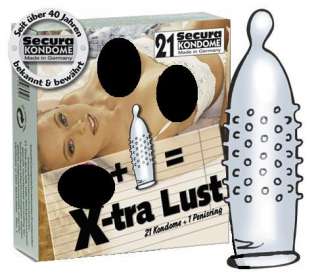 Secura X TRA Lust Kondome mit Extra genoppt 21 Stk.  