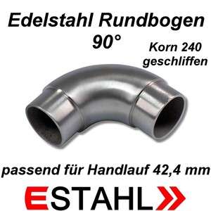 V2A Bogen, Rundbogen, Edelstahl Bogen, Handlaufbogen 90 Grad, V2A Rohr 