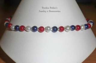 Red, White and Blue Pearl Anklet Ankle Bracelet  